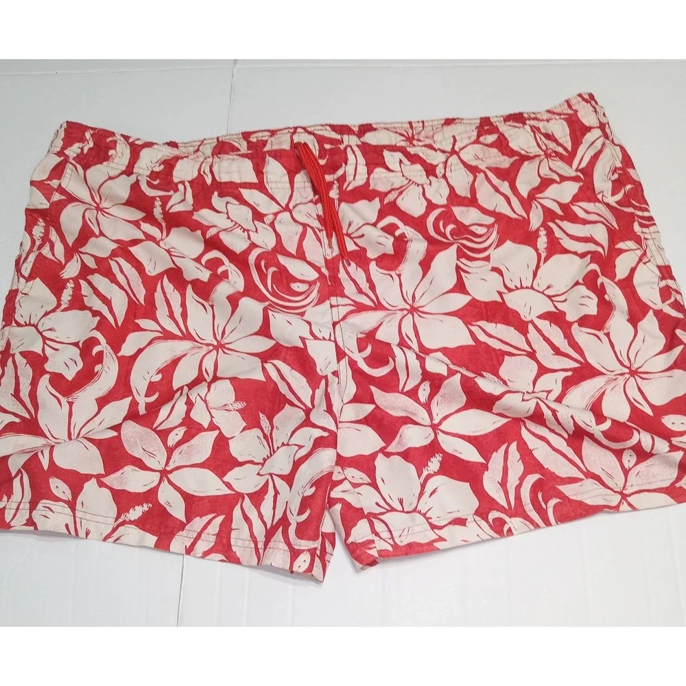 OP Ocean Pacific Hawaiian Swim Trunks Men's XL 40-42 Red Floral‎ Board Shorts